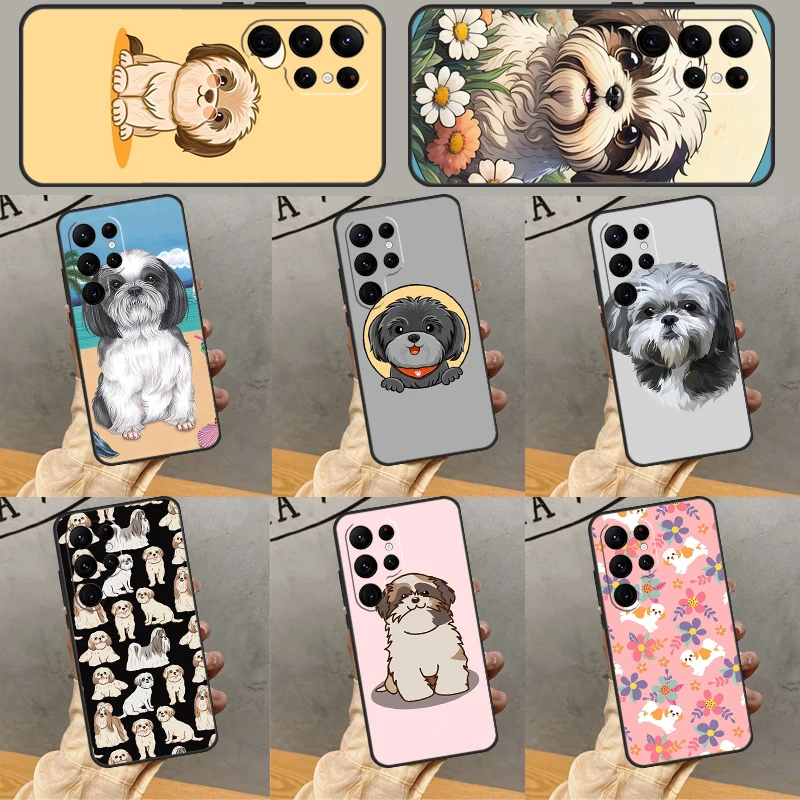 Cartoon Shih Tzu Dog Case For Samsung Galaxy S22 Ultra S21 S20 FE S9 S10 Plus Note 10 20 S23 Ultra Back Cover