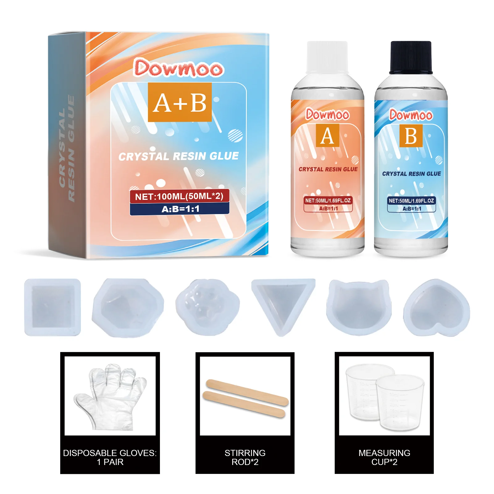 

Dowmoo handmade crystal AB resin glue set, make jewelry ornaments, key chains DIY resin glue bags