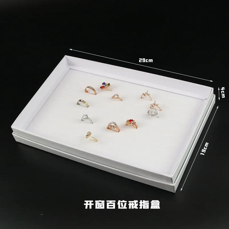 1 Pcs 100 Slots Cardboard Box Jewelry Display Tray with Clear Lid for Rings Earrings Storage Organizer Box