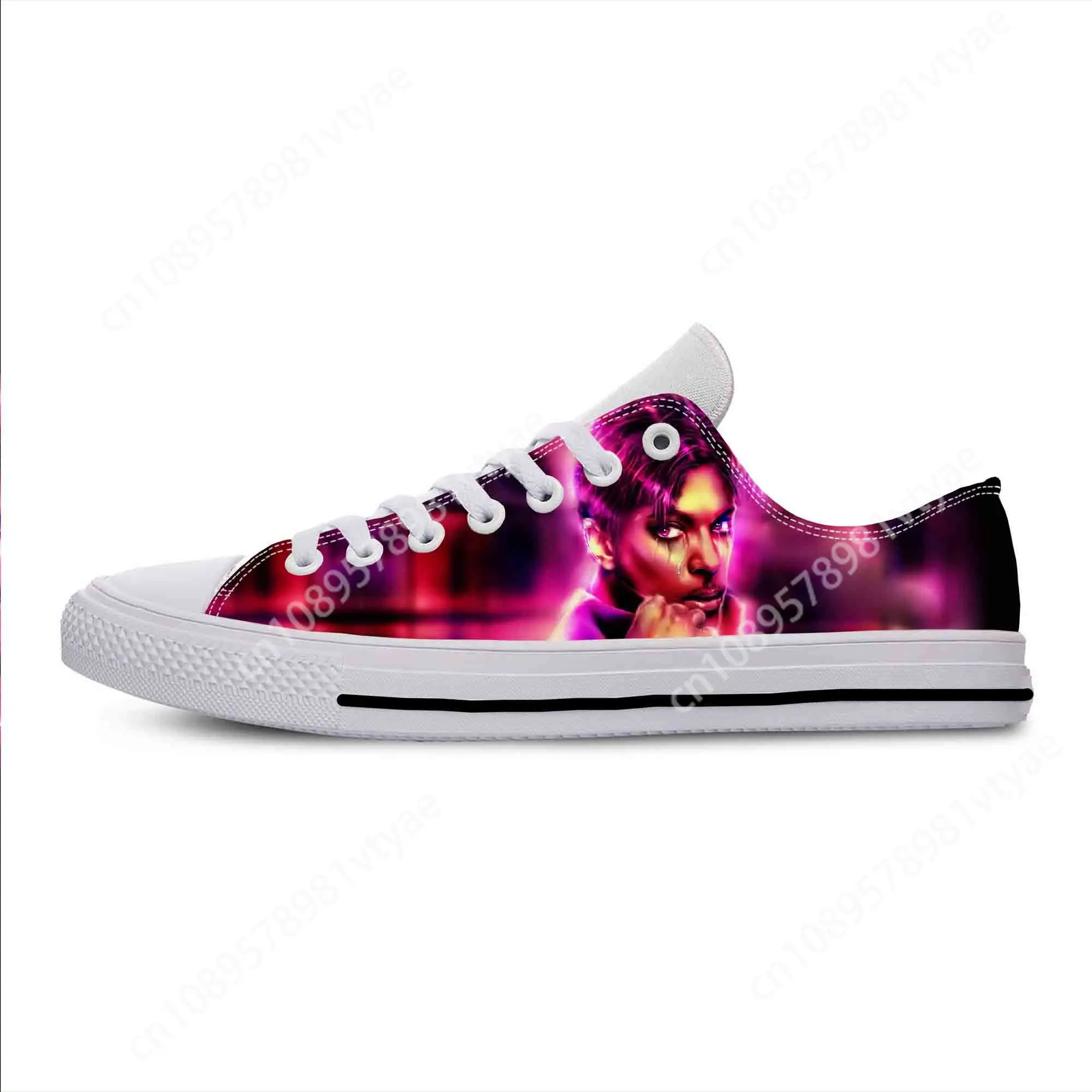 Hot Summer Music Singer Prince Rogers Nelson Purple Rain Casual Cloth Shoes Breathable 3D Men Women Sneakers Low Top Board Shoes