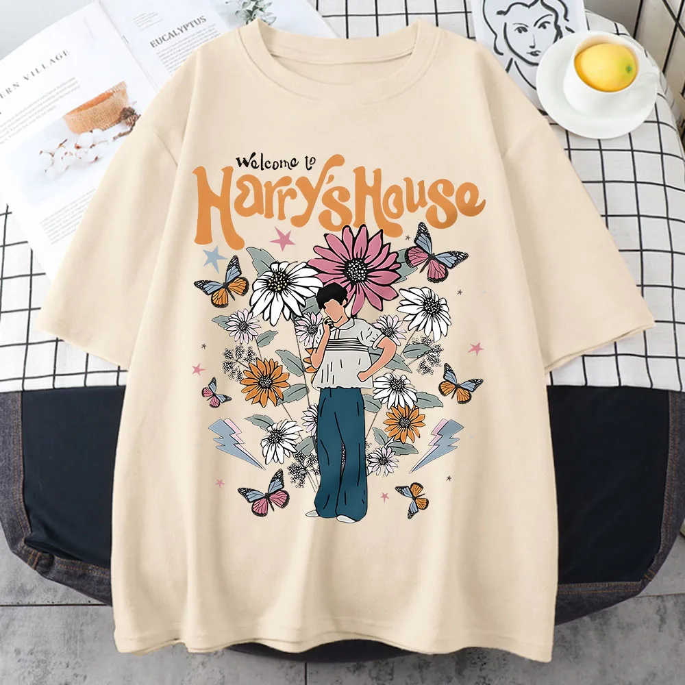 Harrys House T-shirt da donna in cotone estivo Manga Graphic T-shirt a maniche corte Morbida originalità Fetta della individualizzazione della vita