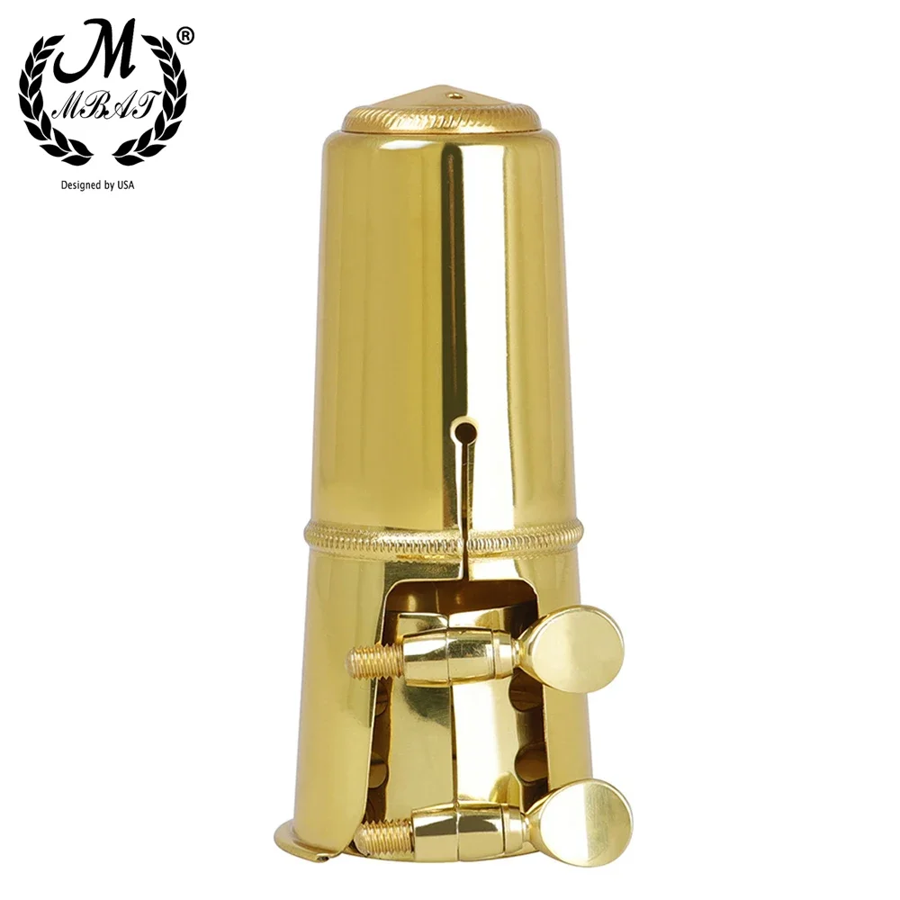 M MBAT Double Screws Adjust Metal Carved Alto Tenor Saxophone Sax Mouthpiece Ligature Clip And Mouthpiece Cap