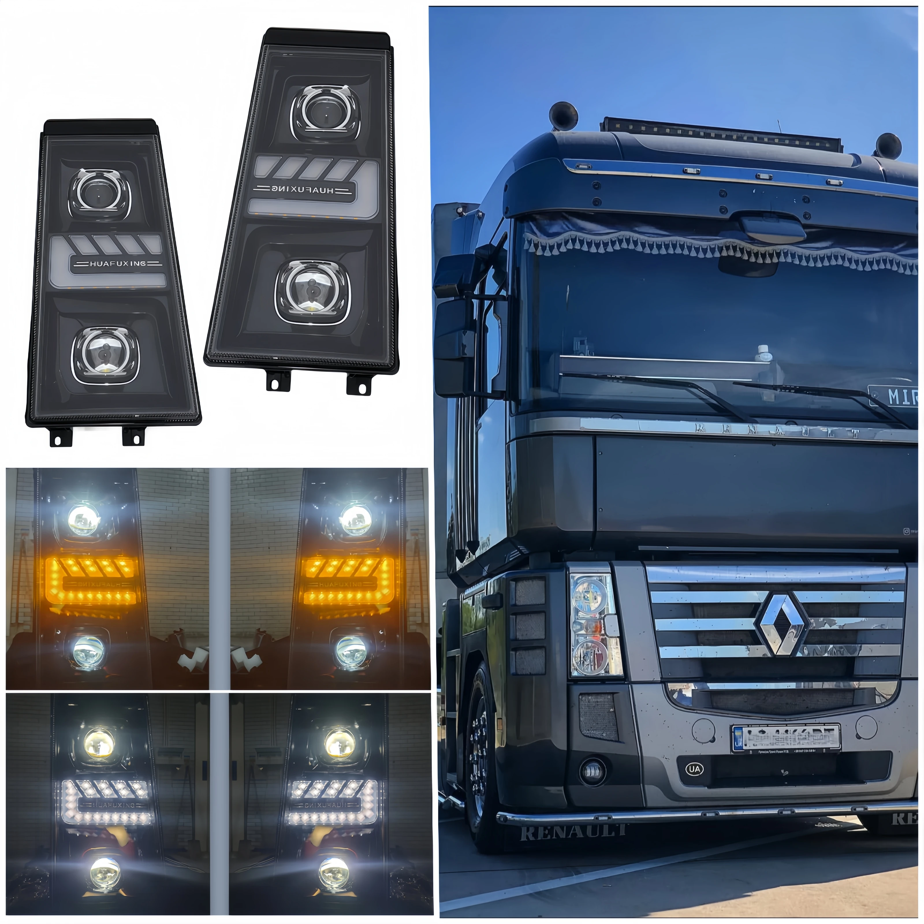 1Pcs 24V Full LED Headlight Compatible with Renault Magnum Lorry Headlight 5010623619 5010623620