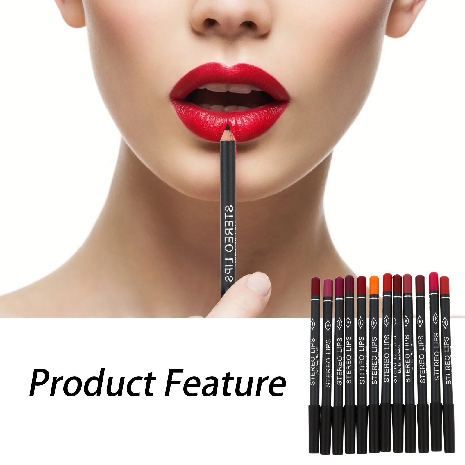 12 unidades de lápis delineador labial de maquiagem à prova d'água à prova de manchas para aparência completa acessório de uso diário