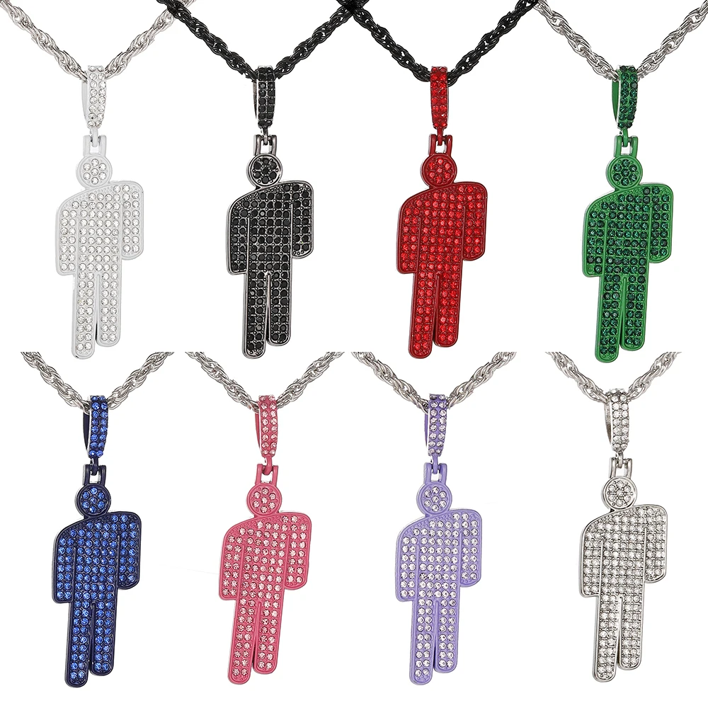 Cartoon-Mode Luxus Persönlichkeit Zirkon-Anhänger Halskette Punk Street Lange Gedrehte Kettenglieder Hip-Hop-Accessoire Geschenk – Detail 12