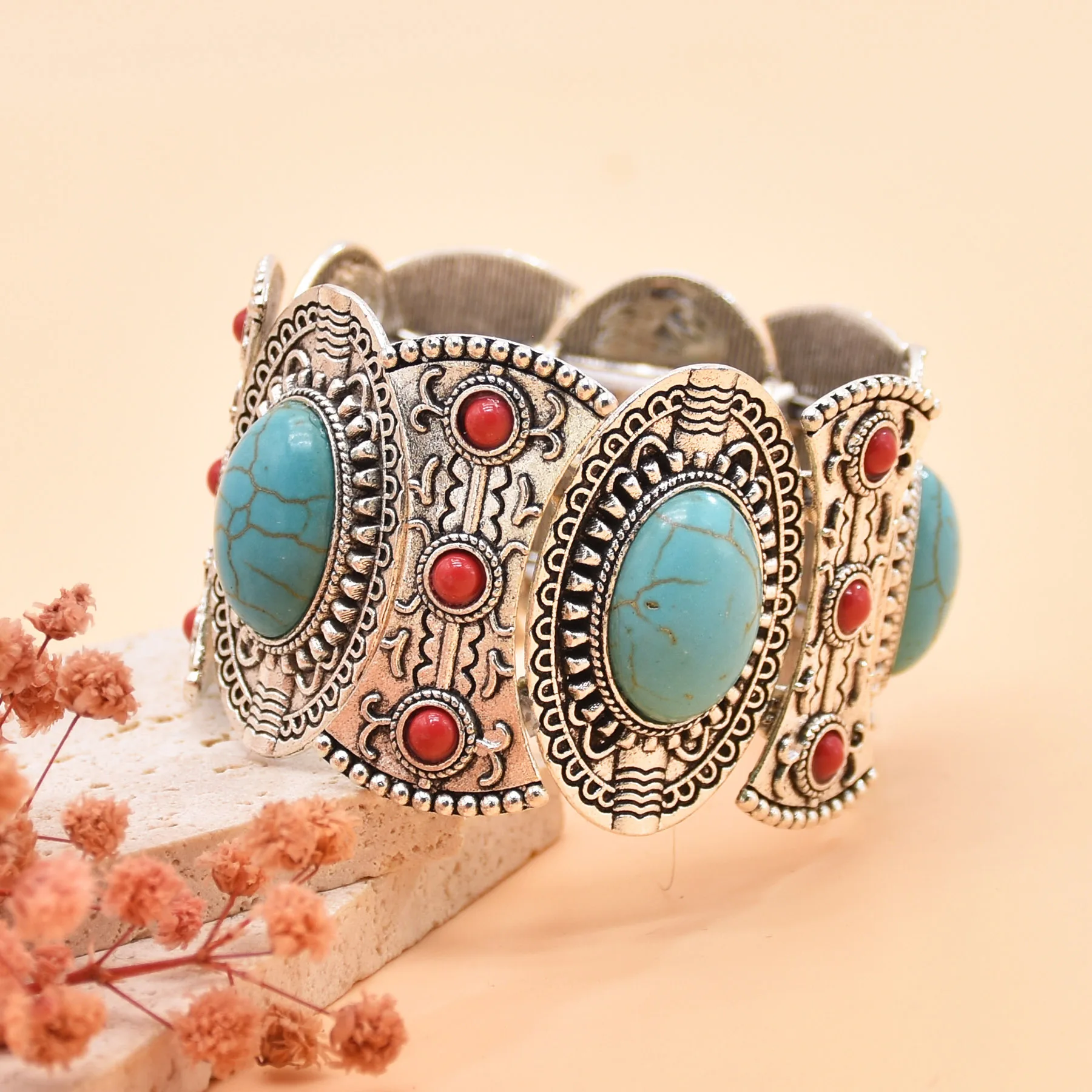 Bohemian Tribal Ethnic Bracelet Indian Vintage Turquoise Gypsy Boho Bangle Festival Travel Women Men Turkish African Jewelry