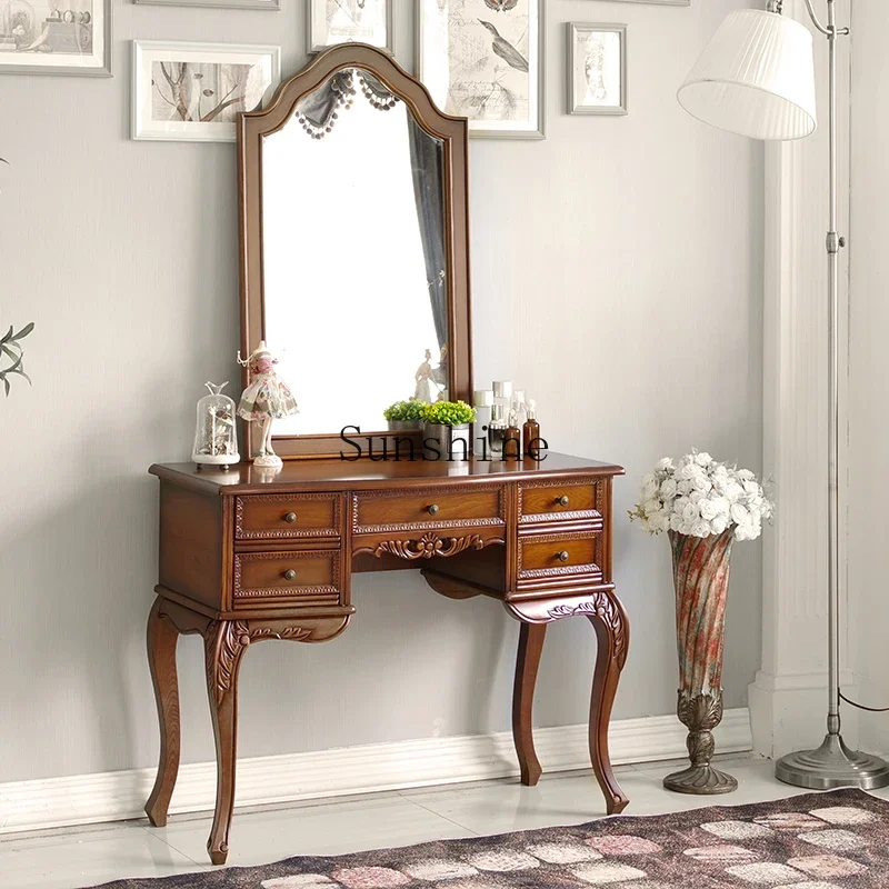 American solid wood light luxury makeup table mirror light luxury furniture modern small apartment simple  FT