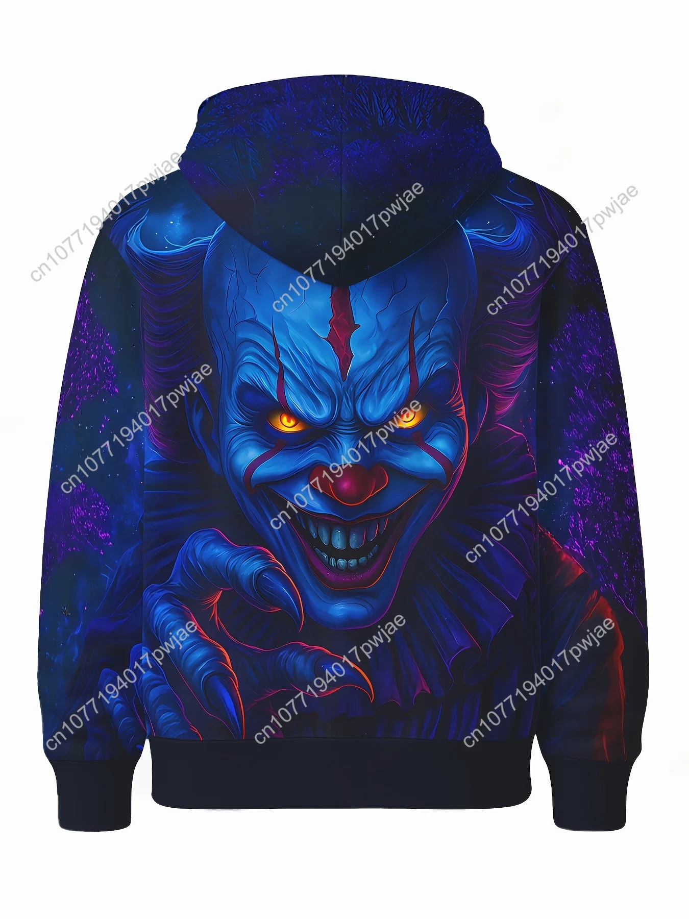 Hoodie Grafis Badut 3D Pria - Cetakan Hidup Menyeramkan, Kain Lembut, Pullover Lengan Panjang Regular Fit untuk Pakaian Kasual & Horor