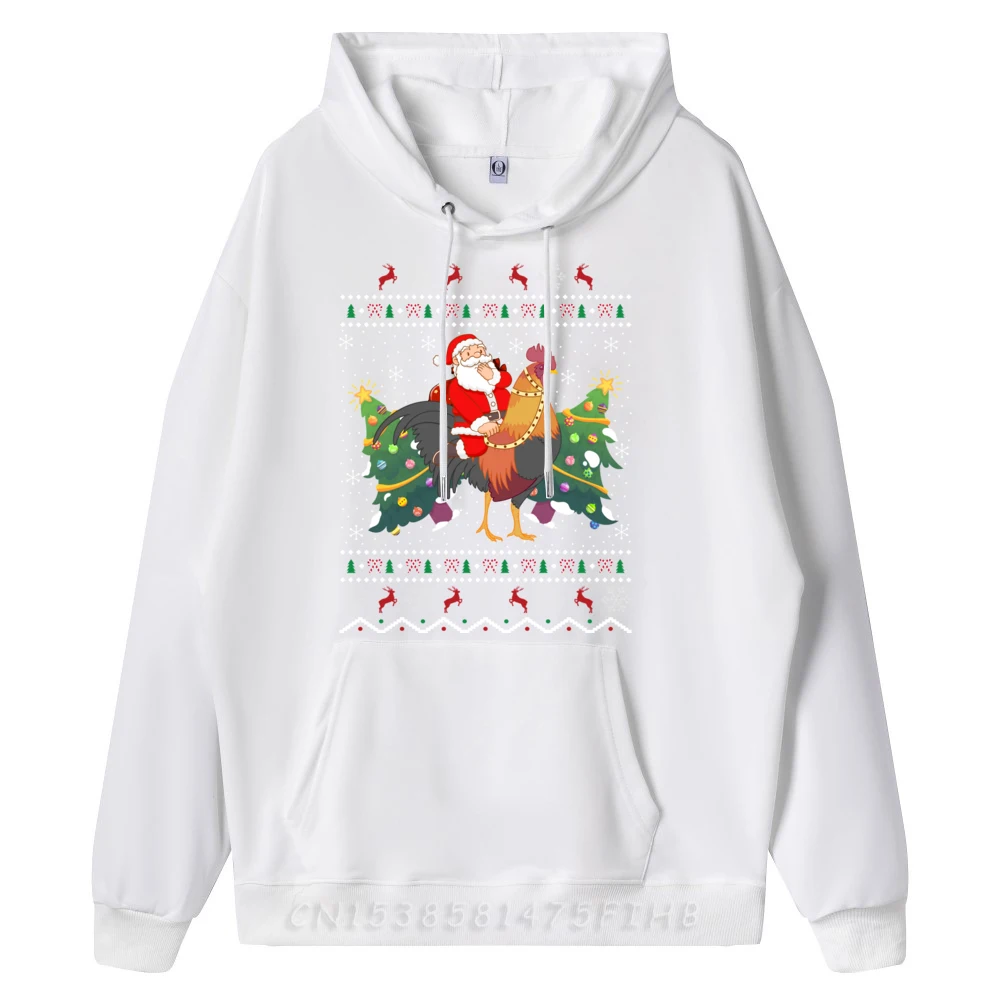 Rooster Lover Ugly Santa Riding Rooster Christmas Mens Designer Hoodie New Graphic Pullover Hoodies Pullover Hoodies Eu Size