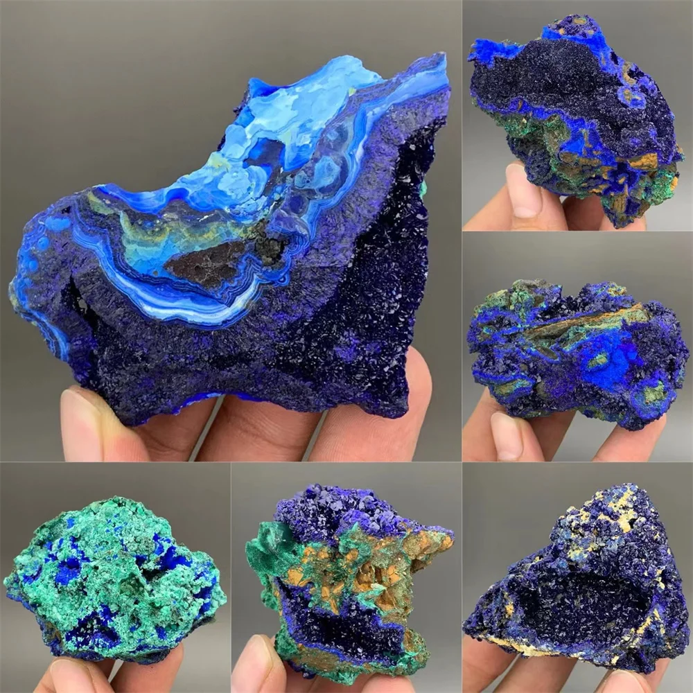 Excellent Natural Azurite Malachite Geode Crystal Cluster Mineral Specimen Teaching Research Reiki Healing Stone Collectible