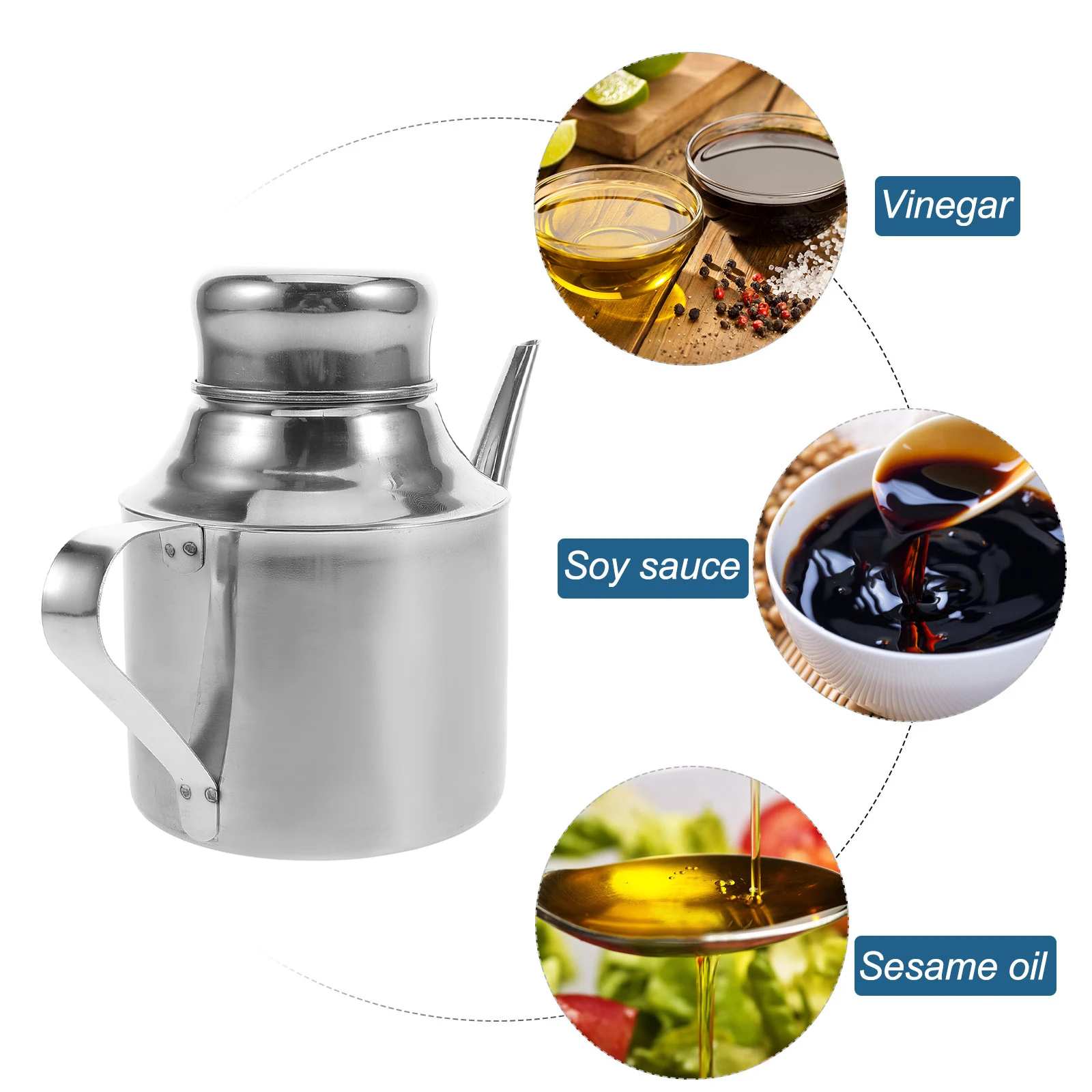 

Stainless Steel Seasoning Pot Oil Dispenser Bottle Leakproof Kitchen Home Use Soy Sauce Vinegar Storage Container
