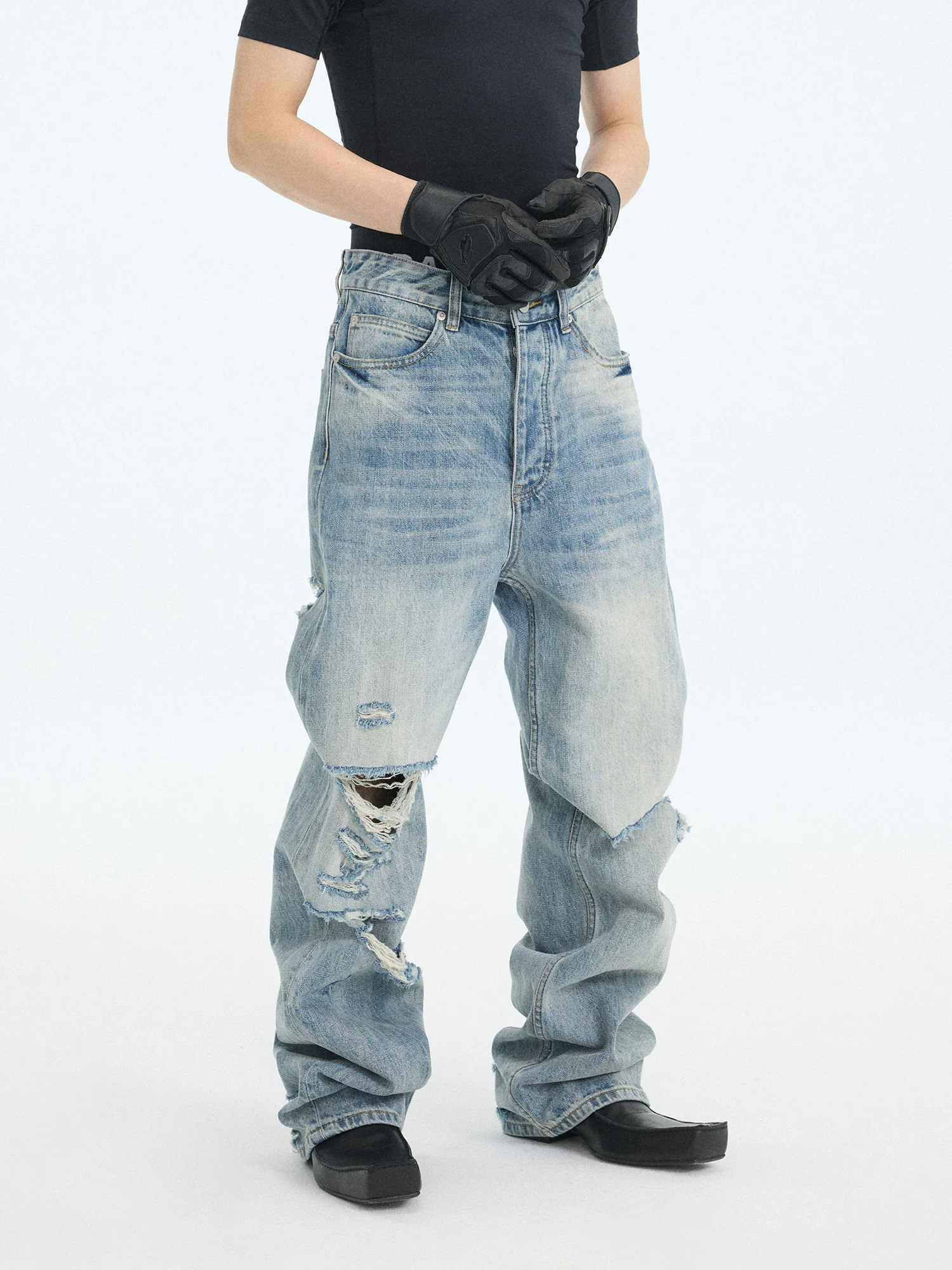 

Owen Seak Men’s Jeans Denim Cotton Men Clothing Gradient Flared Pants Autumn Designer Luxury Long Trousers