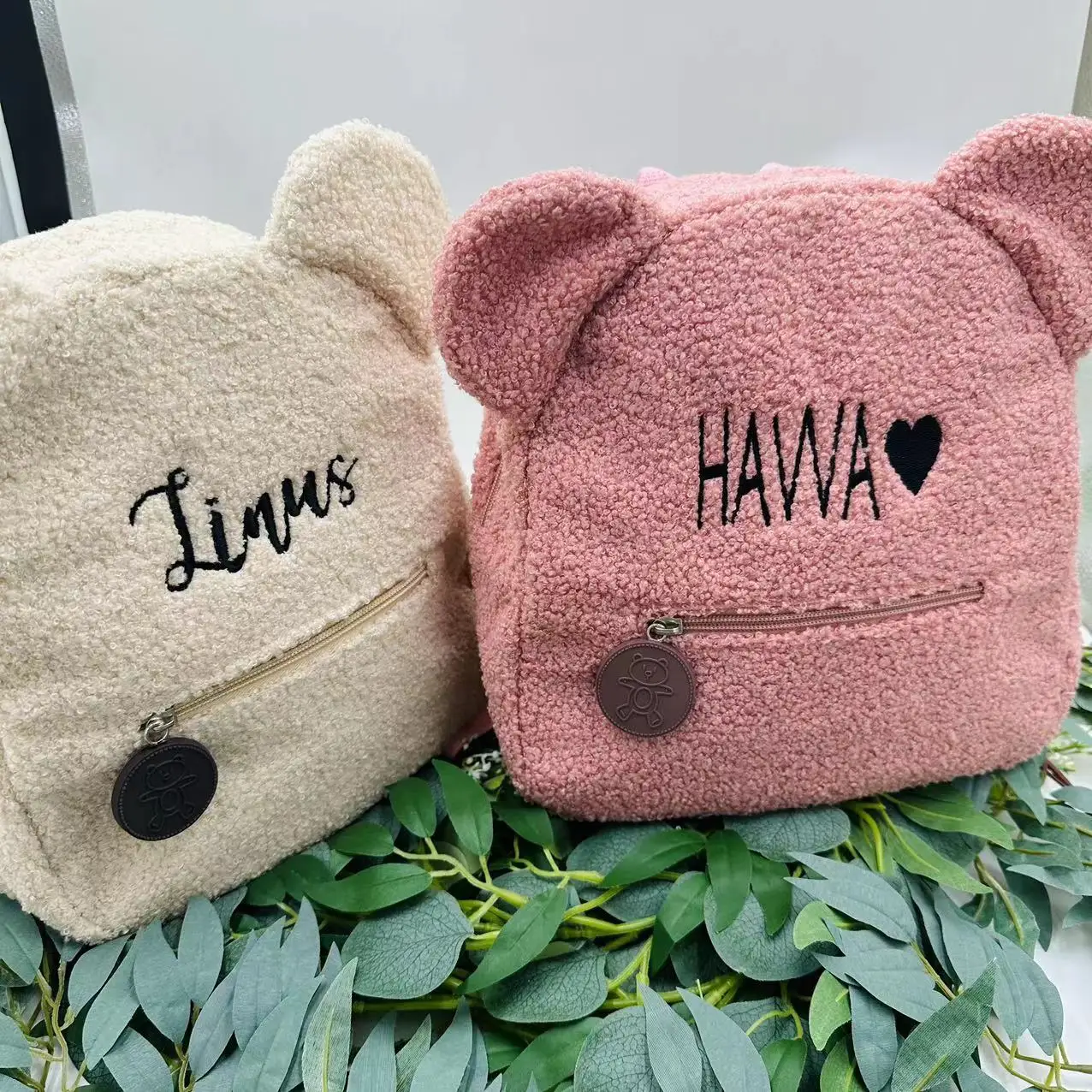 Mochila bordada personalizada para crianças, leve saco de urso de pelúcia para crianças, nome personalizado, meninos, meninas, senhoras, presente infantil