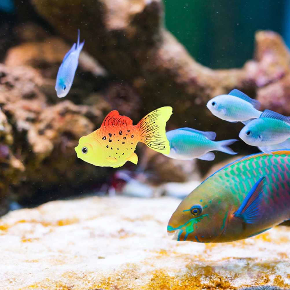 

2Pcs Artificial Goldfish Floating Decor Realistic Luminous Fish Tank Accessories Beautiful Deep Sea Environment Creation