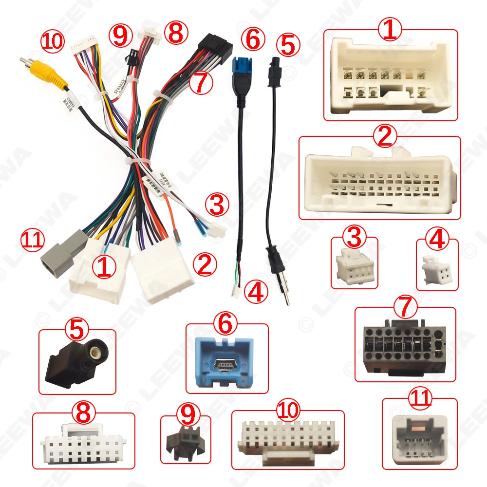 LEEWA Car 16pin Power Cord Wiring Harness Adapter With Canbus Box For KIA KX5/KX7 Hyundai Sonata 9 2016 Installation Head Unit