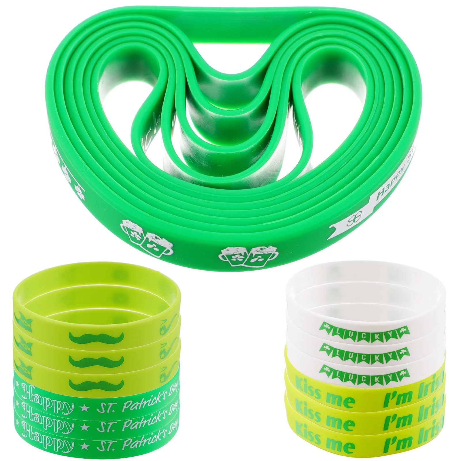 

18PCS Clover Wristbands Soft Durable EcoFriendly Silicone Bracelets PatrickDay Party Decorative Kids Bracelets Fitness