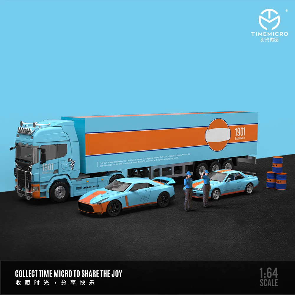 Time Micro 1:64 GTR50 GTR34 Model mobil logam paduan lukisan, set truk untuk hadiah koleksi edisi terbatas