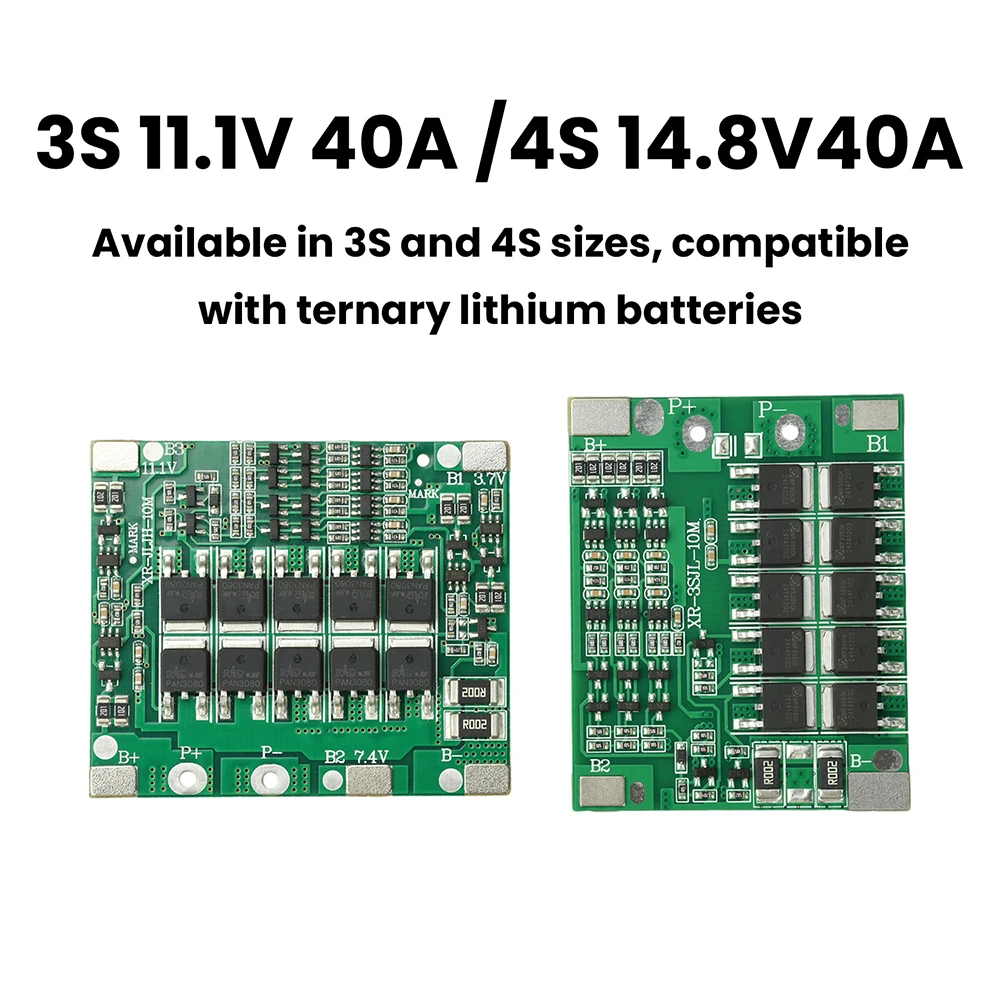 3S 11.1V/4S 14.8V 100A PeakTernary Same Port li-ion Battery Protection Board Continuously 40A Li Battery With Balanced 10Mos