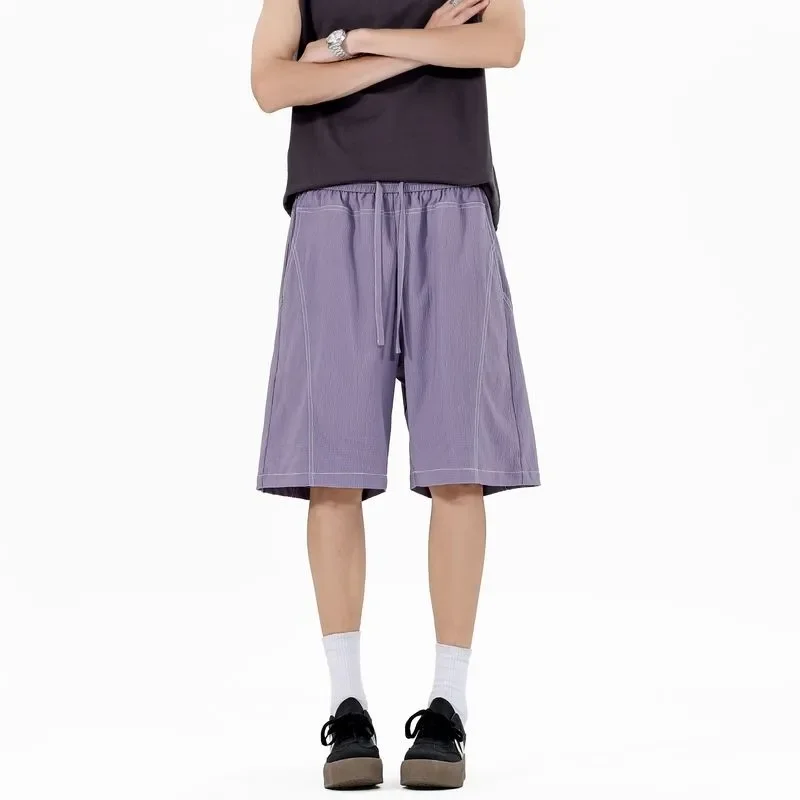 

Men's Summer Thin Solid Casual Shorts Loose Straight Five-Point Streetwear Plus Size