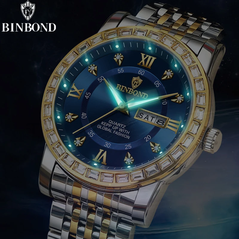 BINBOND Fashion Brand New Style Men\'s Quartz Wristwatch Luxury Luminous Waterproof Business Casual Men Watches Relogio Masculino