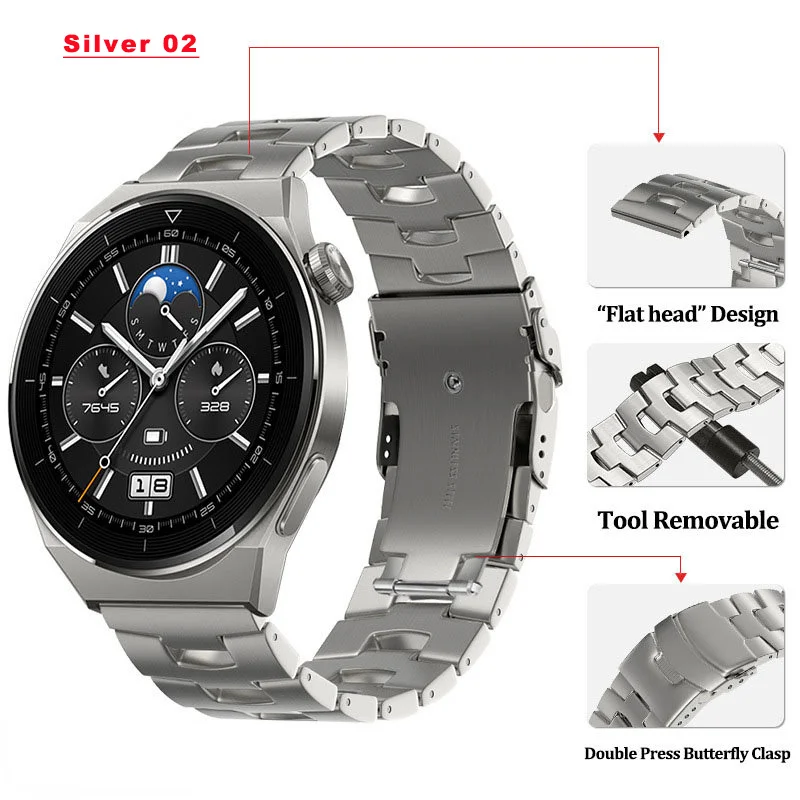 Titanium Metal Band for HUAWEI Watch GT 3 Pro 46mm/GT3 GT 2 46mm/GT2 Pro 22mm Wrist Strap Bracelet Watchband Quick Remove Link