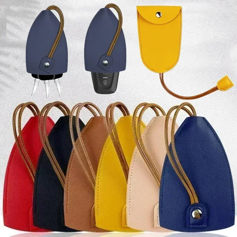 Pull Out Key Case Solid Color PU Leather Key Wallets Housekeepers Car Key Holder Case Leather Bag For Keys view 2