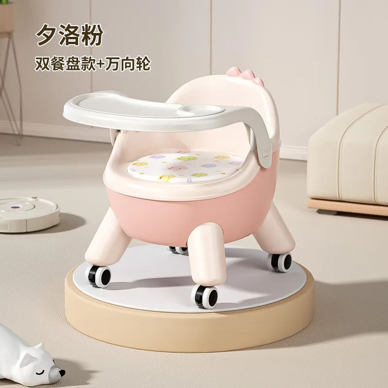 音が鳴るベビーハイチェア、二重の取り外し可能なトレイ付き、多機能幼児用ダイニングシート、360度回転式-°-回転ホイール