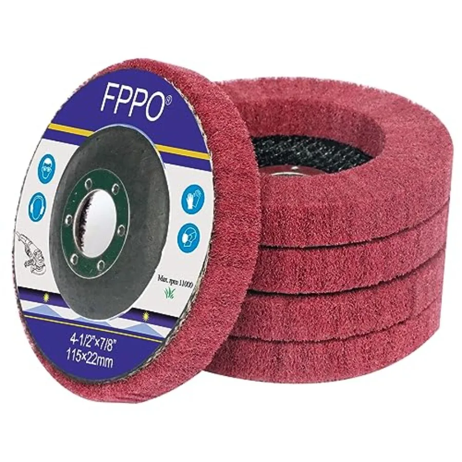 

5Pcs 4.5" x 7/8" Nylon Fiber Flap Disc Polishing Grinding WheelScouring pad Buffing Wheel for Angle Grinder Polishing Tools