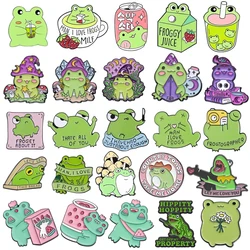 Cute Frog Enamel Brooch Milk Drink Frog Moon Sorcery Dice Frog  Pillow Camera Love Frog Badge Punk Lapel Pins Jewelry Gift