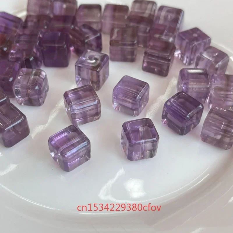 

5pc Natural Amethyst Sugar Cube Beads Bracelet Necklace Accessories DIY Jewellery Handmade Fashion Personality Lucky Gift