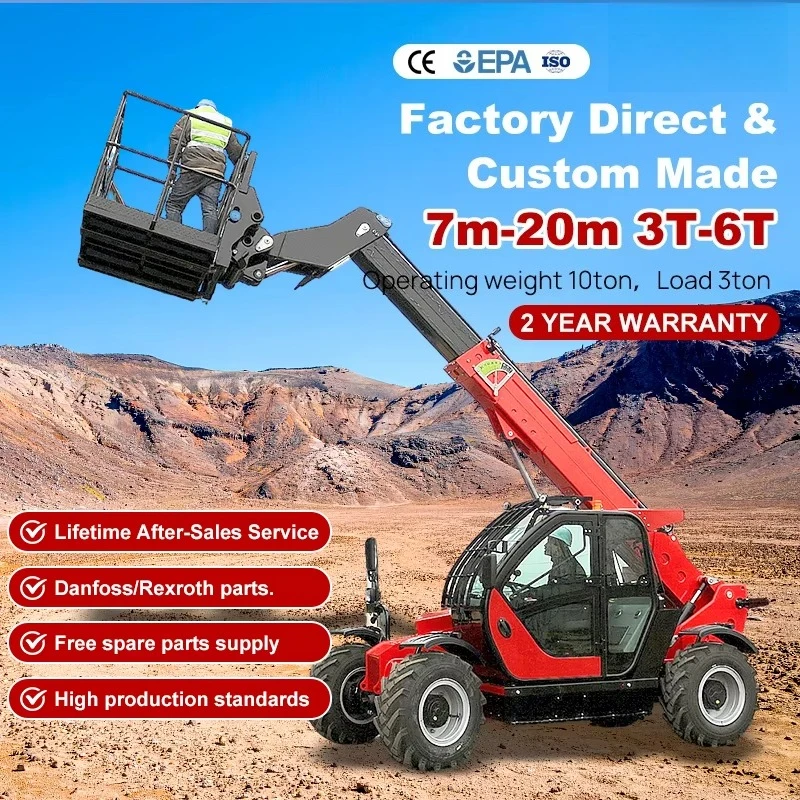 Customized  4WD Telescopic Boom Forklift 3t 2t Telehandler with Euro Cheap Mini Telehandler Telescopic 2.5 Ton
