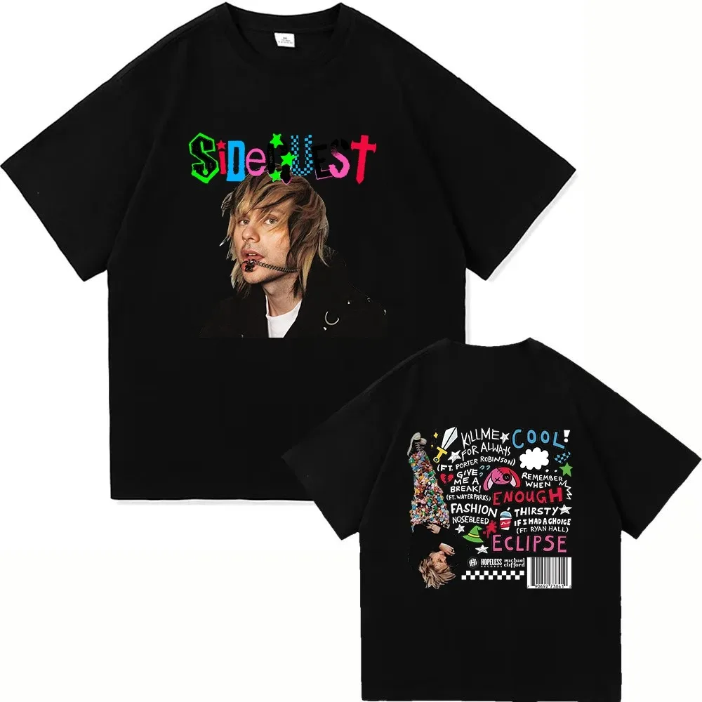 Michael Clifford nuevo álbum SIDEQUEST camiseta con estampado gráfico 5 segundos de verano periféricos hombres mujeres Harajuku camisetas de gran tamaño