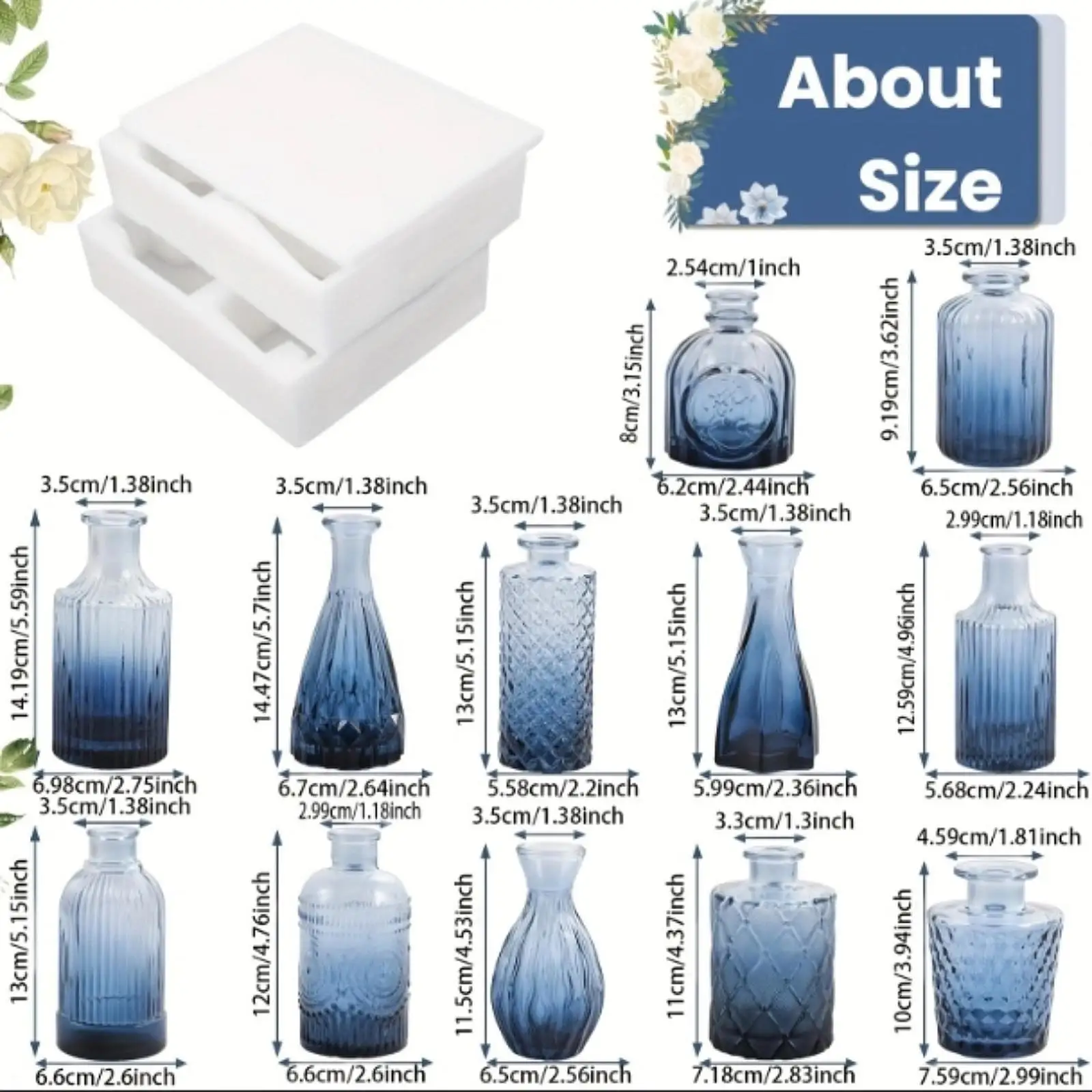12x Glass Bud Vases Minimalism Lightweight Housewarming Gift Floral Accessory for Indoor Living Room Balcony Kitchen Cabinet