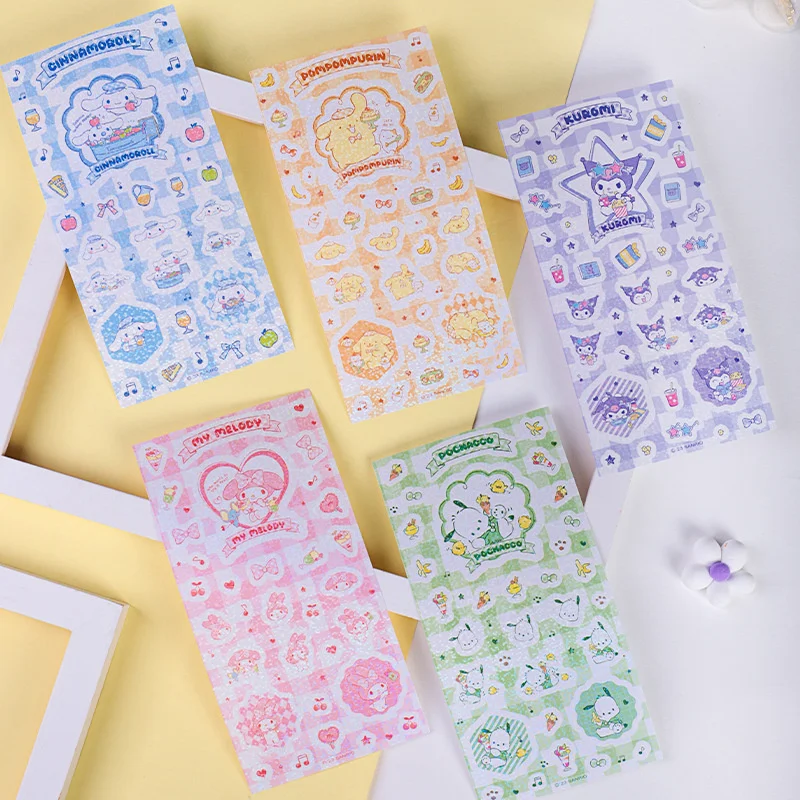 20pcs/lot Sanrio Kuromi Melody Cinnamoroll Pochacco Stickers Cute Scrapbooking DIY Diary Decorative Sticker Album Stick Label