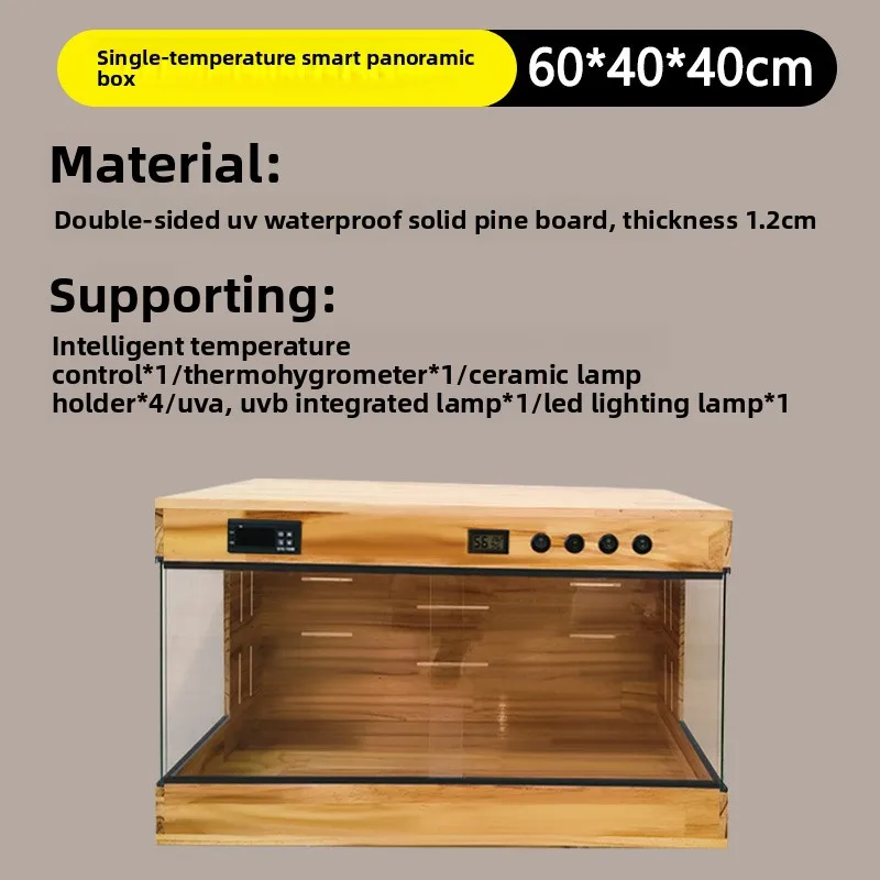 Panoramic Solid Wood Reptile Terrarium Constant Temperature Habitat for Geckos Turtles Snakes Heating Insulated Enclosure view 6