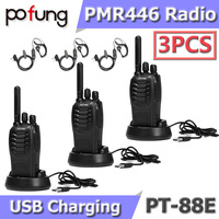 3PCS Pofung PT88E PMR446 Handheld Radio 446.00625-446.19375MHz 1500mAh 16CH VOX Scanner USB charger  baofeng walkie talkie