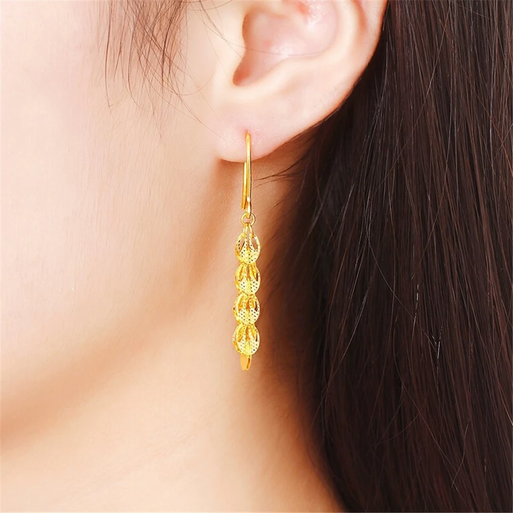 Yellow Gold Plated Charm Earrings For Women Peacock Tail Long Tassel Drop Earing Brincos Femme Wedding Jewelry Accessories Gift