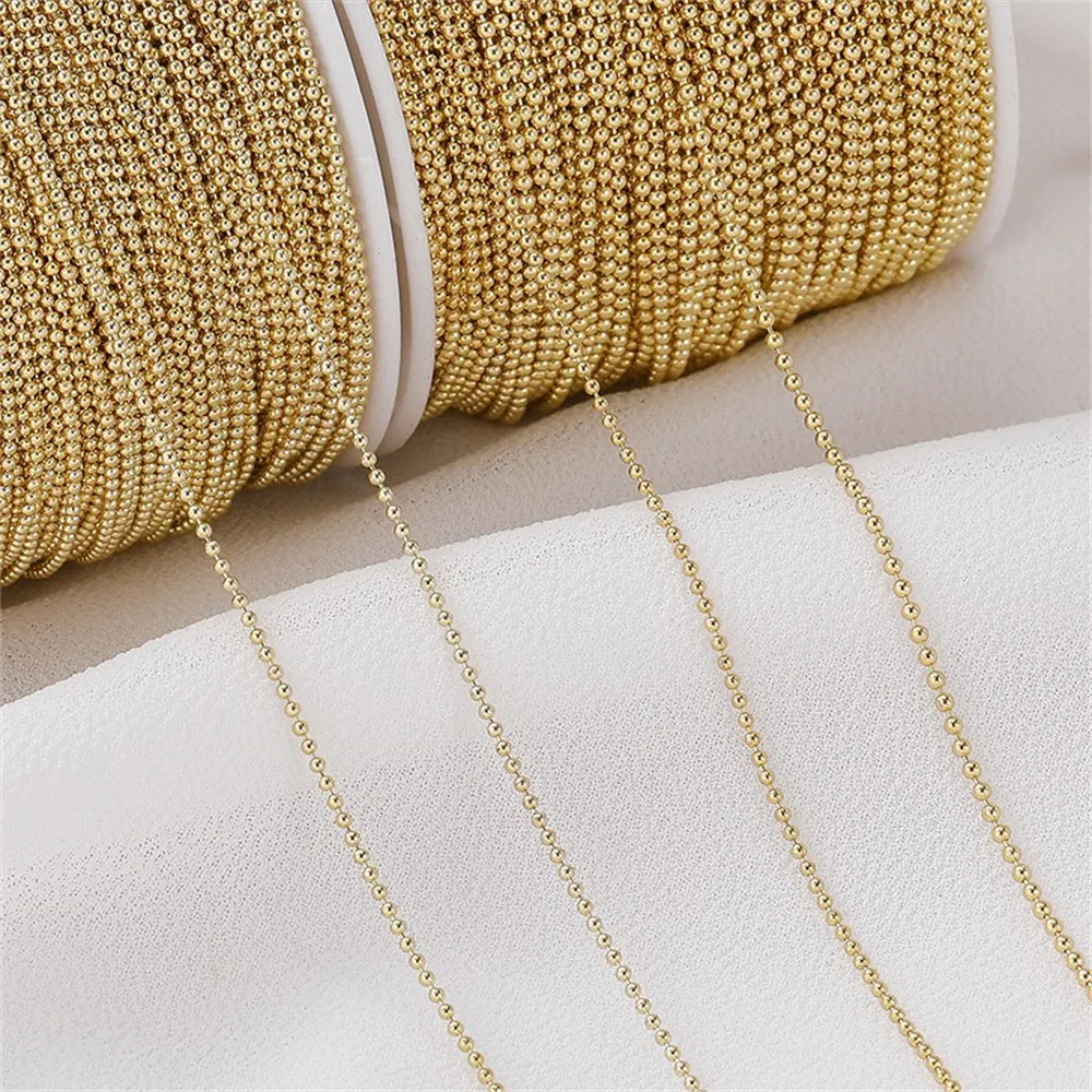 

14K Gold Round Bead Chain Loose Chain Handcrafted DIY Production Bracelet Necklace Bead Chain Jewelry Material Accessories L014