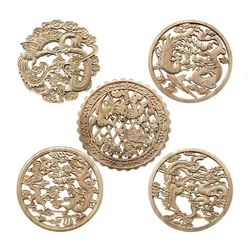 Woodcarving Carved Wood Applique China Furniture Cabinet Door Frame Decoration Wood Decals Unpainted Onlay