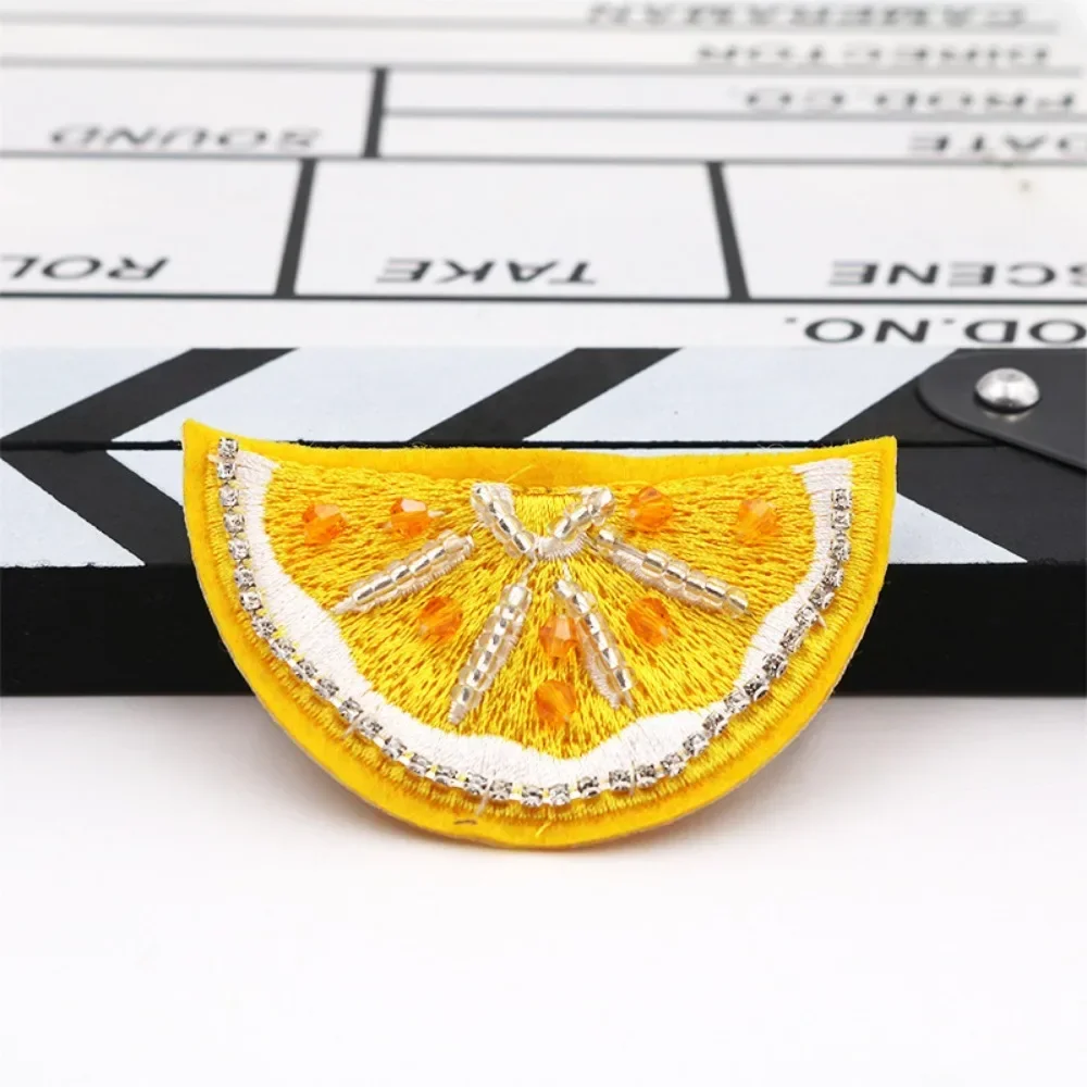 Handmade Beads Fruit Yellow Lemon Yellow Peach Cloth Sticker Cute Embroidery Patch Hat Clothing Accessories