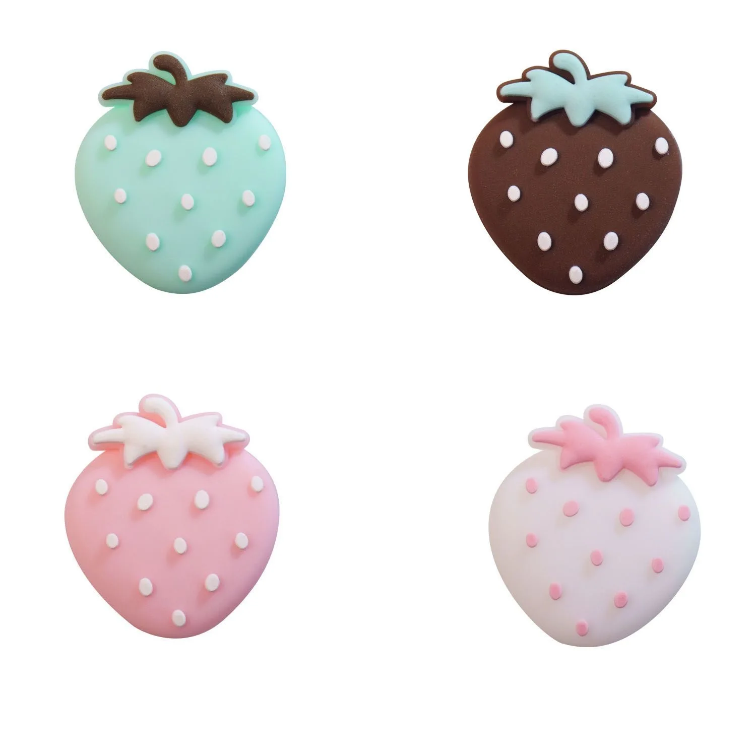 Cute Silicone Strawberry 4PCS Thumb Grips Caps for Switch 2/2 PRO FOR PS4/5 XBOX Joysticks Button Cap Protector Case