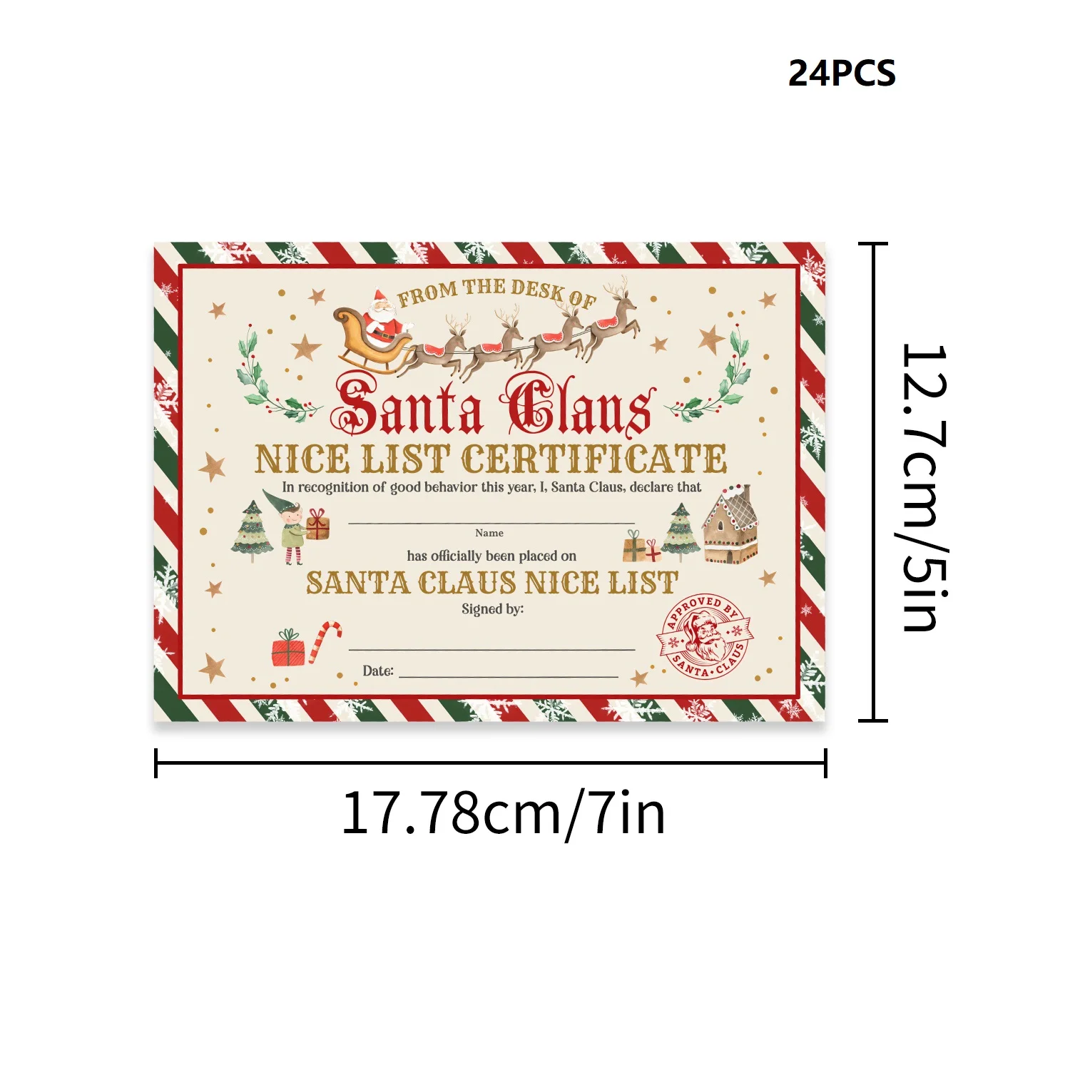 24-delige officiële kerstbrief en certificaat van de Kerstman-kerstkaart Officiële brief aan de kerstman voor Kerstmis Wish Lis