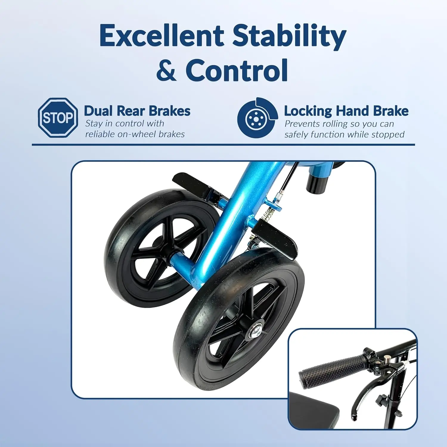 Foot Surgery, Broken Ankle, Foot Injuries - Foldable Knee Rover Scooter for Broken Foot Injured Leg Crutch with Dual Brakes