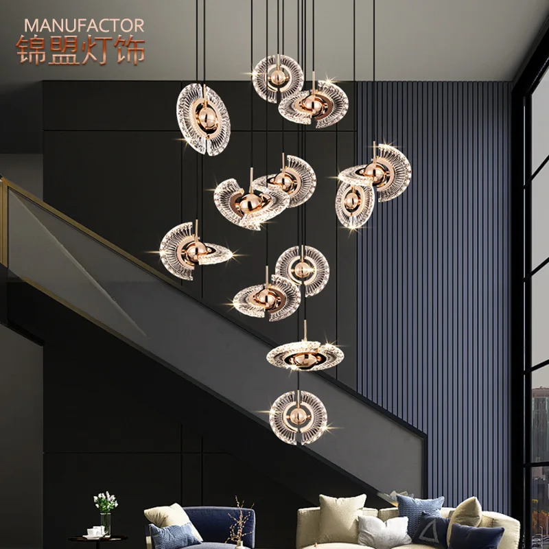 

LED Dimmable Lights Modern UFO Ceiling Chandeliers Lustres Pendant Ceiling Lamps Hanging Stair Living Room Decor for Staircase