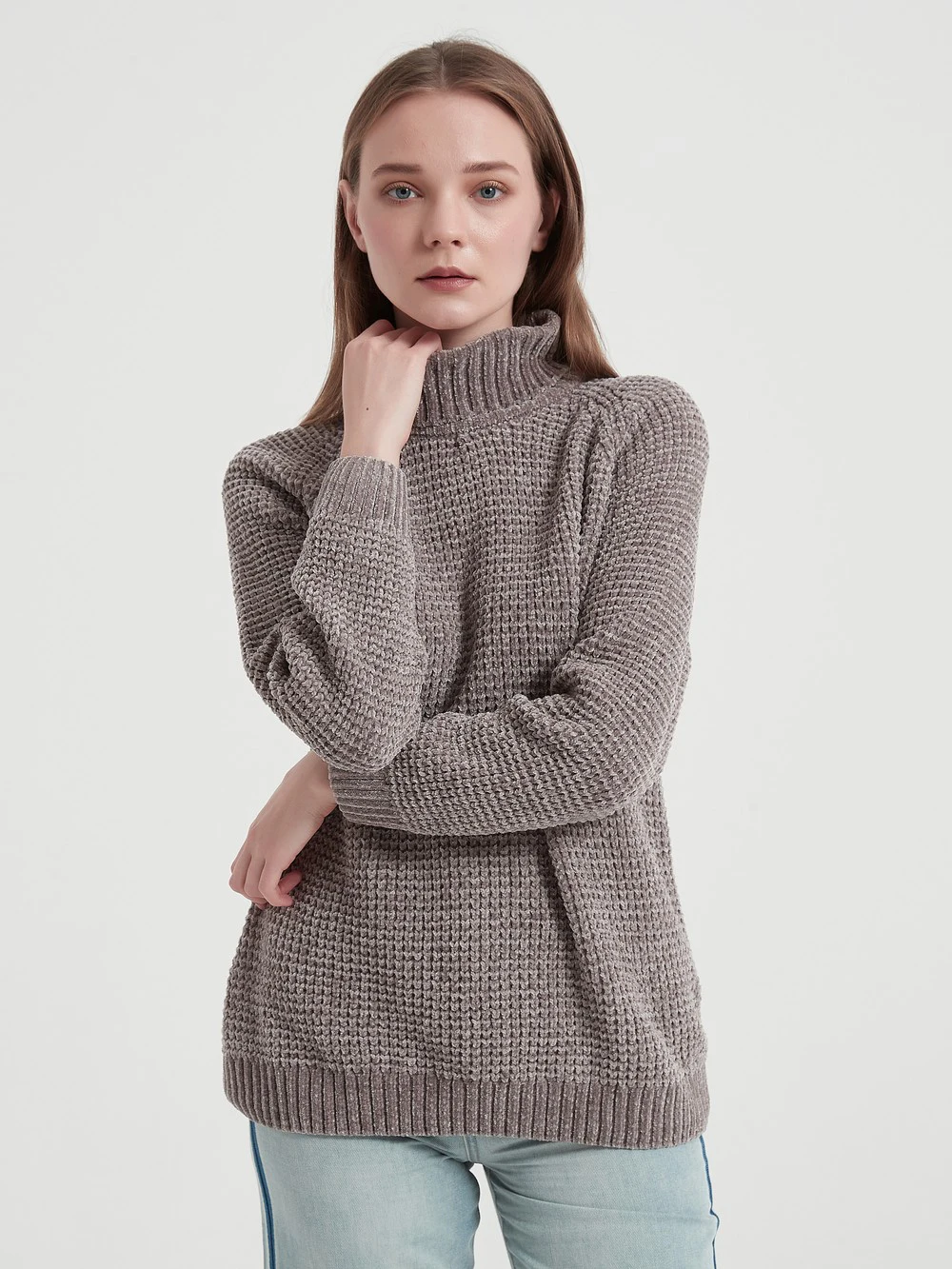 Wixra Thick Sweater Women Knitted Ribbed Pullover Long Sleeve Casual Turtle Neck Jumpers Chenille Clothing Autumn Winter Hot