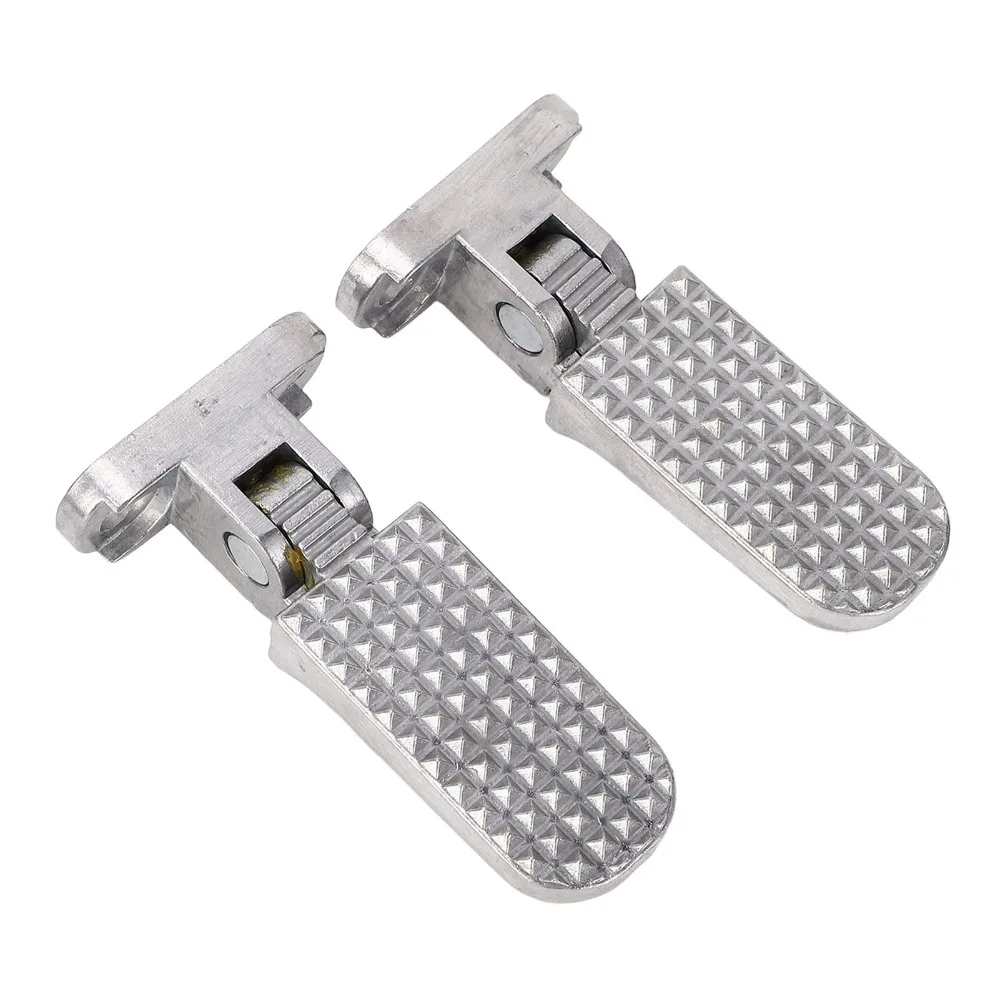 Silver Foot Pegs Aluminium Alloy Foldable Motorcycle Footrest Pegs Bike Footpegs for Electric / Mountain / Road Bikes
