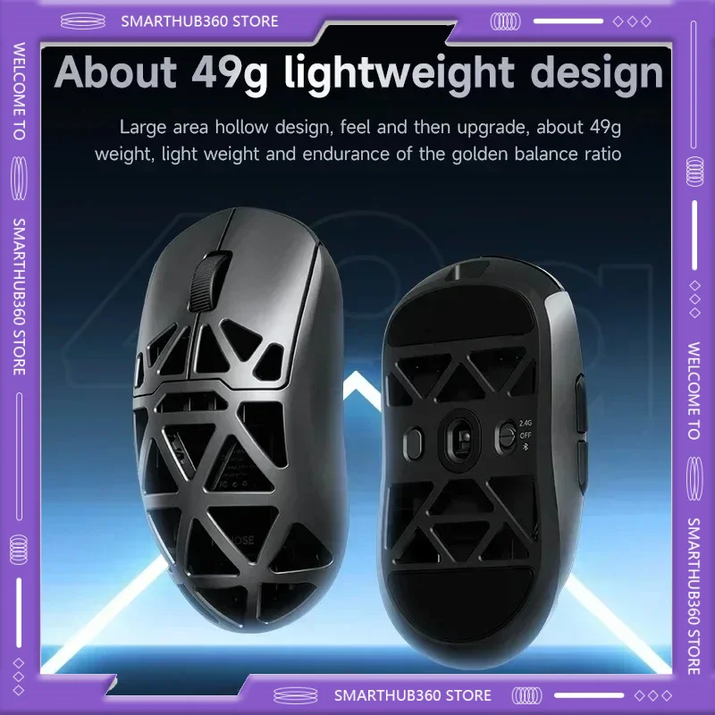 

MCHOSE AX5 Wireless Magnesium Alloy Gaming Mouse Paw3395 Sensor Low Latency Lightweight Customize Mice PC E-Sports Accessories
