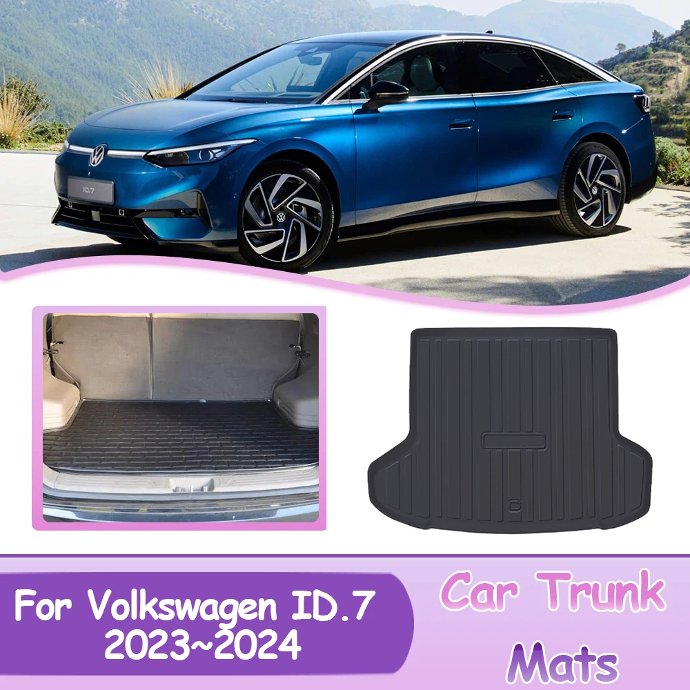 Full Car Trunk Mats For Volkswagen VW ID.7 2023~2024 2025 Auto Rear Cargo Liner Protector Waterproof EVA MaterialAccessories.