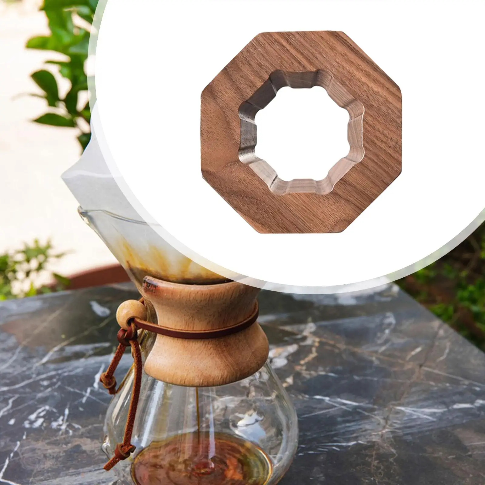 Pour over Coffee Dripper Stand Reusable Walnut Wooden Tray for Hotel