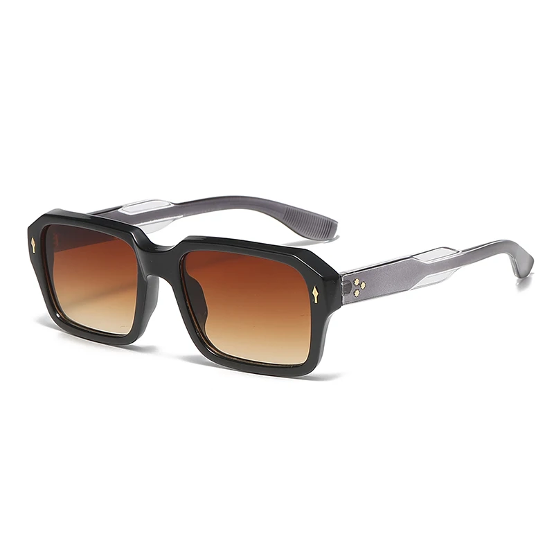 2024 New Square Sunglasses Personalized Sunscreen Ink High Quality Men's Retro Black Classic Rivet Fashion Glasses image 3